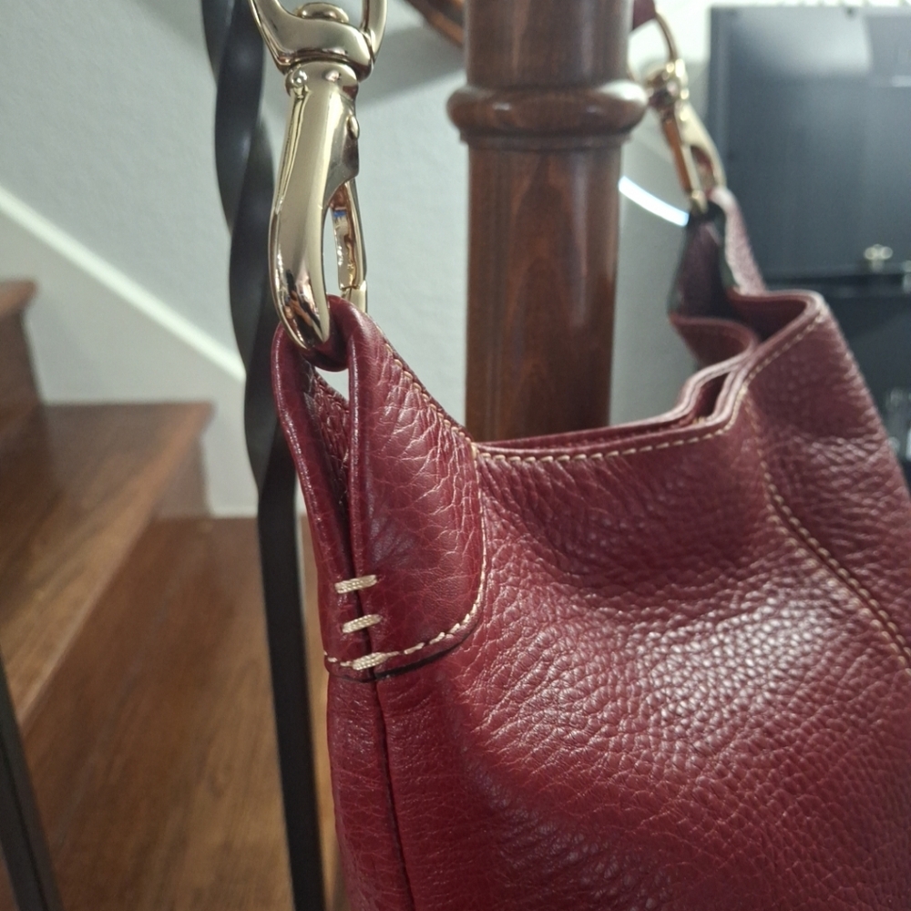 Dooney & Bourke Deep Red Pebbled Leather Shoulder Bag - Picture 6 of 14